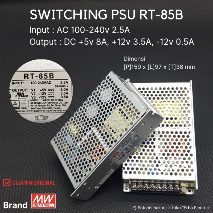 MU99 Mean Well RT-85 85B SMPS DC 5v 12v -12v Switching Power Supply SMPS
