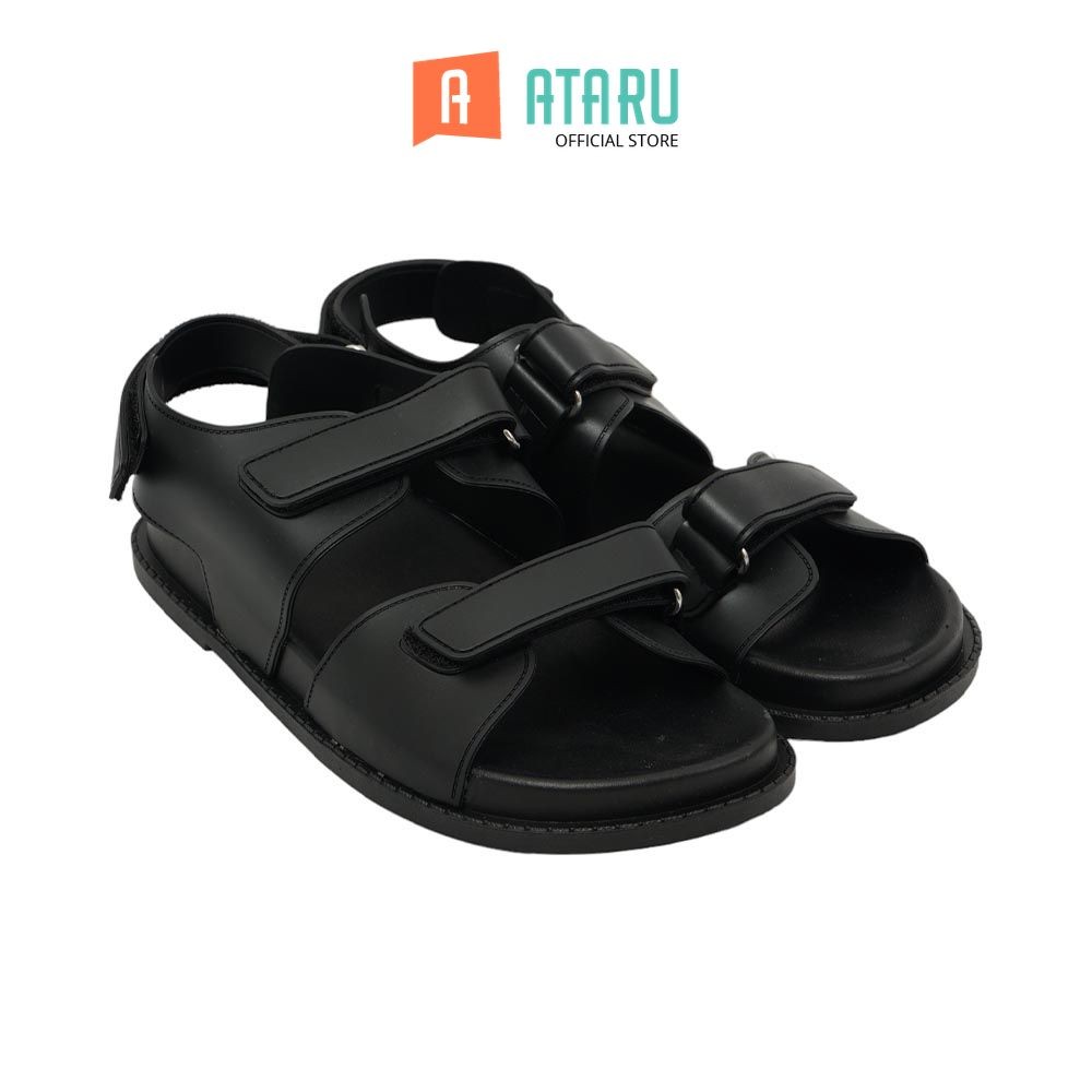 Ataru Ukuran 37 Sandal Wanita Double Strap Thick - Hitam Women Slipper Sendal Kasual Outdoor Indoor 