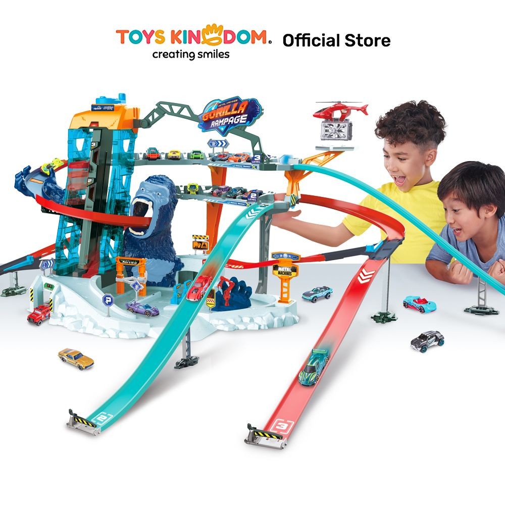 Toys Kingdom Zuru Set Metal Machine Gorilla Rampage Garage Kids Toy Toys Set Mainan Jalur Mobil Boy 