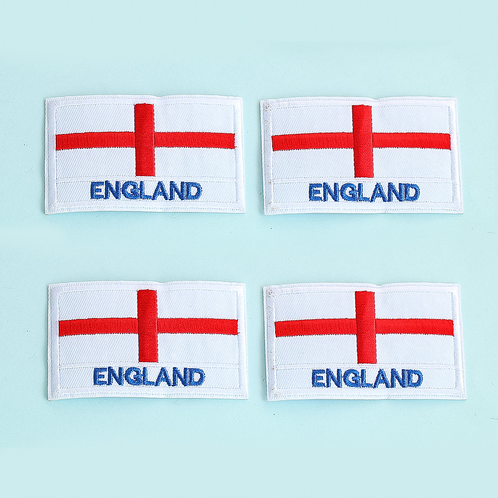 

2PCS Embroidery ENGLAND Flag Stickers Appliques Custom Iron on Transfers for Clothing DIY Sewing Badge Scrapbook Accessories