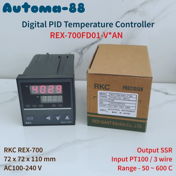 GG88 Rex-C700 72x72 mm Temperature Controller PT100 3 wire kabel -50 ~ 600C