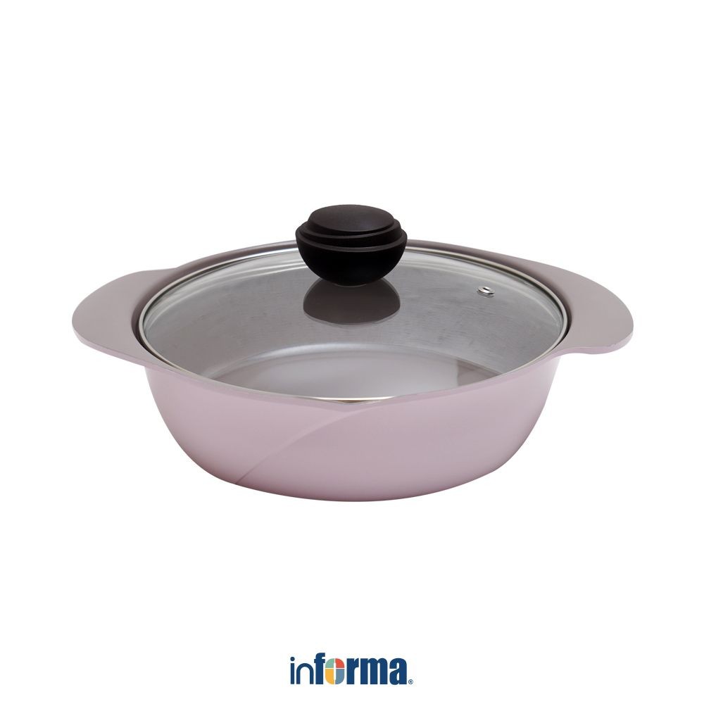 Informa Cheftopf 24 cm Panci Casserole Low Dengan Tutup Kaca - Ungu Pot Masak Sup Food Grade Panci K