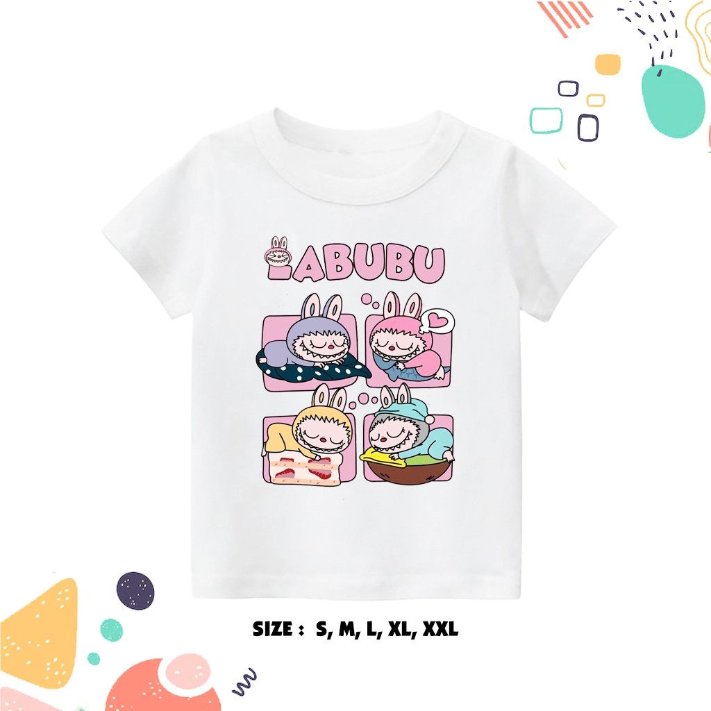baju kaos tshirt anak dewasa cowok cewek  karakter desain LABUBU TIDUR  boneka lucu viral keren