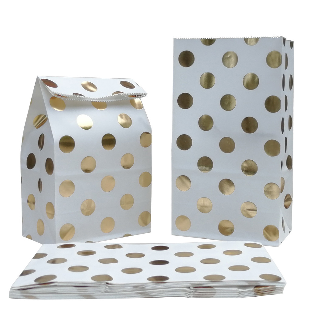

10 pcs gold dot large Party Favor Bags, Gift Bags,Solid Color Paper Bag,Birthday Favor Bags, Baby Shower Favor Bags,