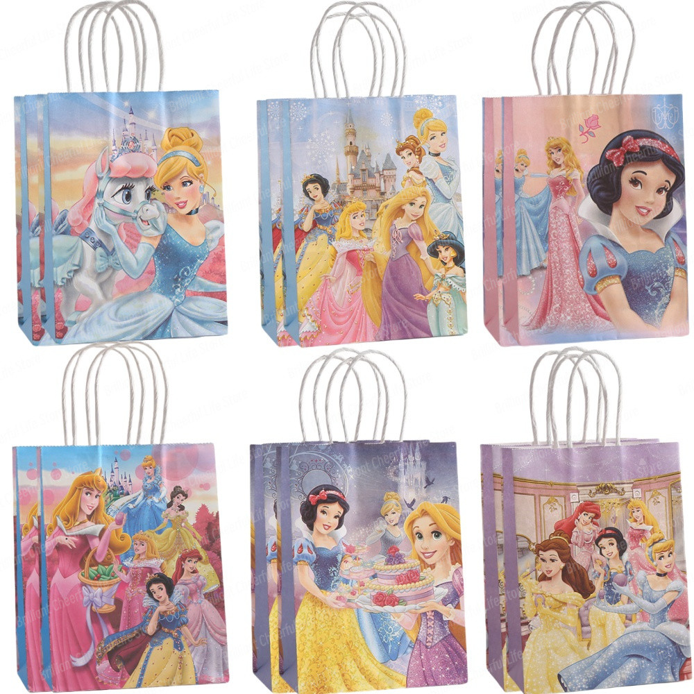 

6/12Pcs Disney Princess Party Favor Bag Paper Gift Candy Treat Goody Bags For Kids Girls Baby Shower Birthday Party Decorations