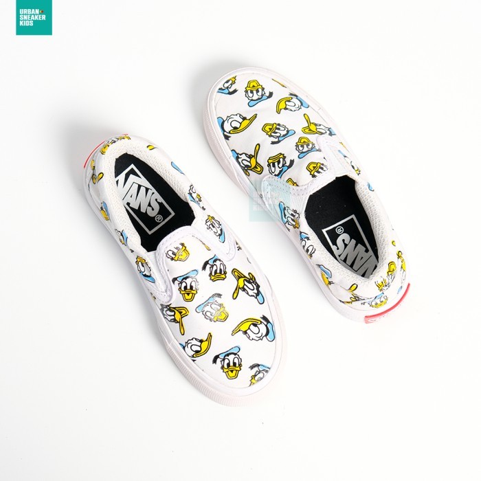 "Virtual.C" - READY STOCK Sepatu Anak Vans Slip On White Donald Duck 21-35 Unisex - Putih, 25
