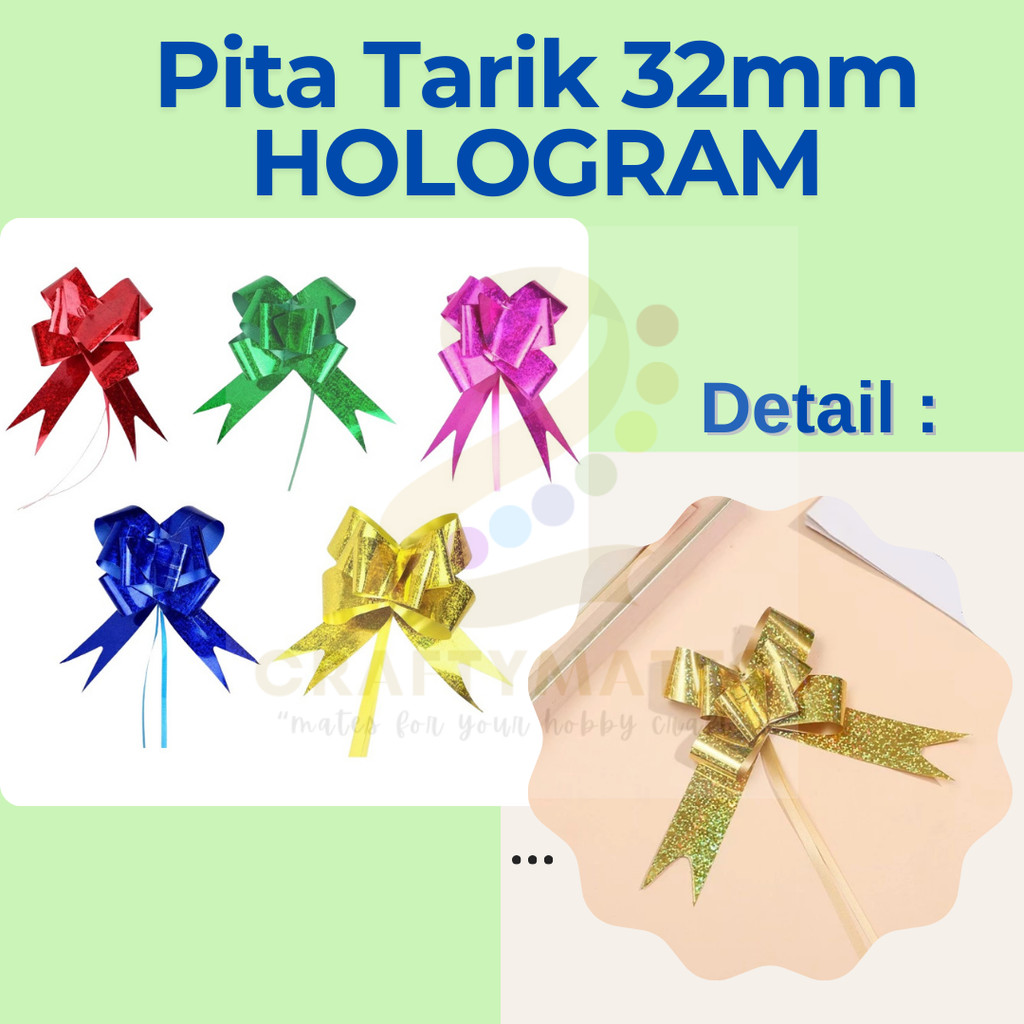 

[ 2 PCS] 32MM PITA TARIK SERUT HOLOGRAM LASER | PULL FLOWER RIBBON