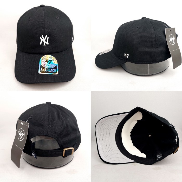 TOPI SNAPBACK MELENGKUNG NY YANKESS HITAM LOGO KECIL