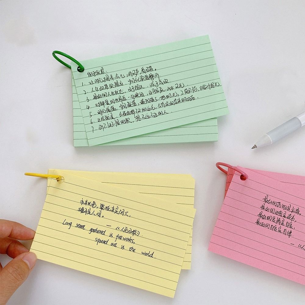 

50Pcs Binder Horizontal Line Memo Book Loose-Leaf Index Cards Flash Small Revision Cards for Study Office NotePads Double-sided