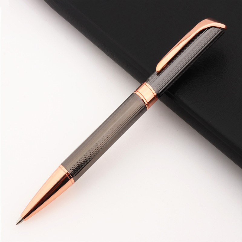 

Luxury High Quality 719 Gray rose gold Business Office Ballpoint Pen Student School Stationery Supplies Blue Ink