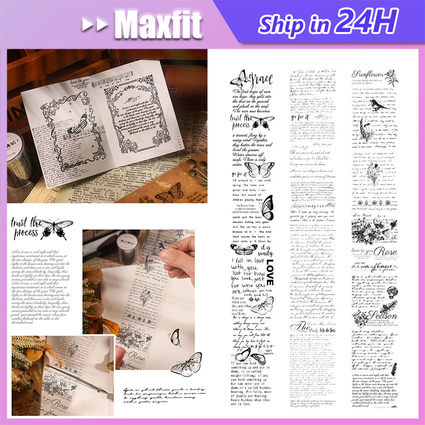 

3Meter Roll Sticker Quotes Stiker TIME MANUSCRIPT PET Tahan Anti Air Transparan Scrapbook Bujo Jurnal Jurnal Journal Sticker Estetik Quotes Word Kata