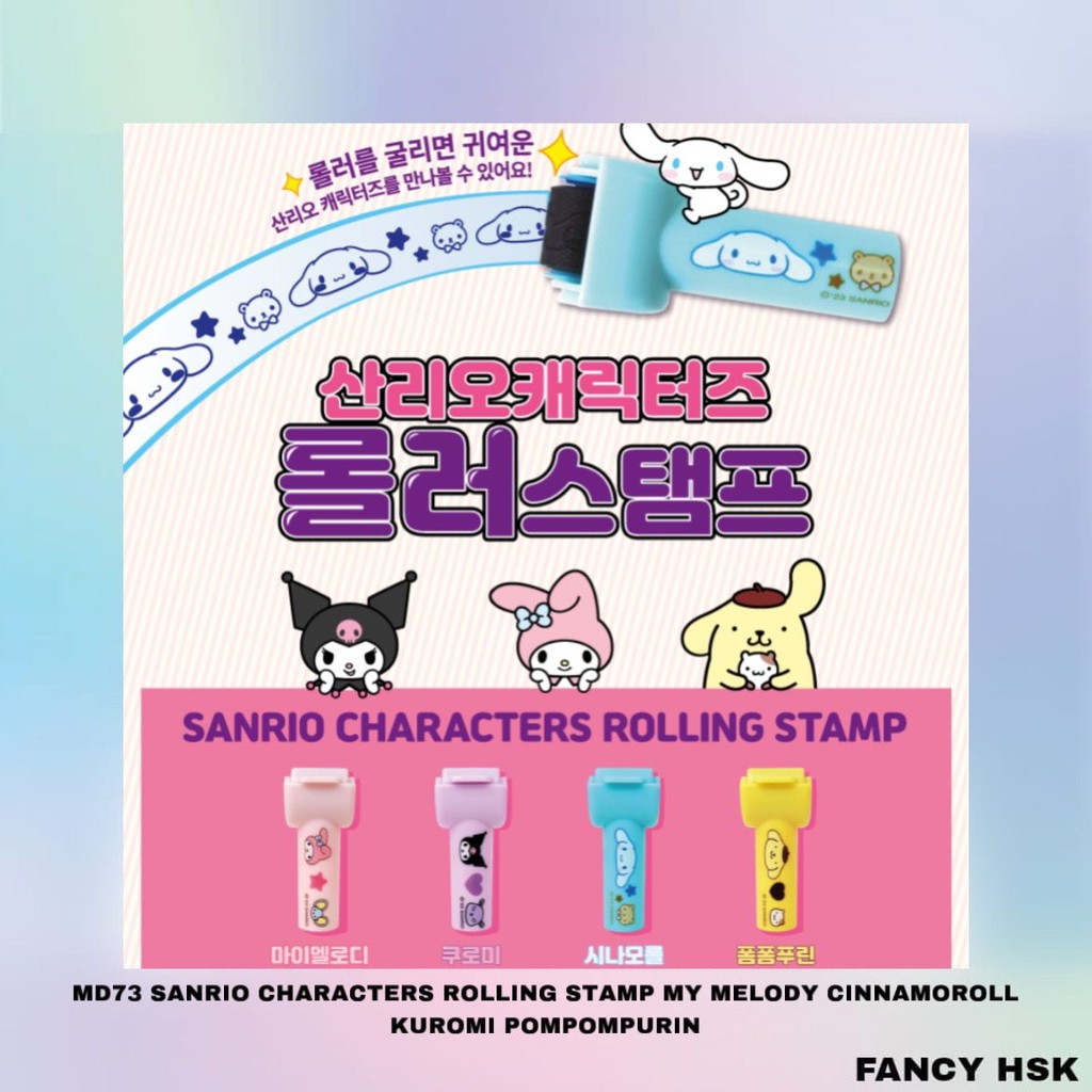 

KOREA SANRIO CHARACTERS ROLLING STAMP MY MELODY CINNAMOROLL KUROMI POMPOMPURIN MD73