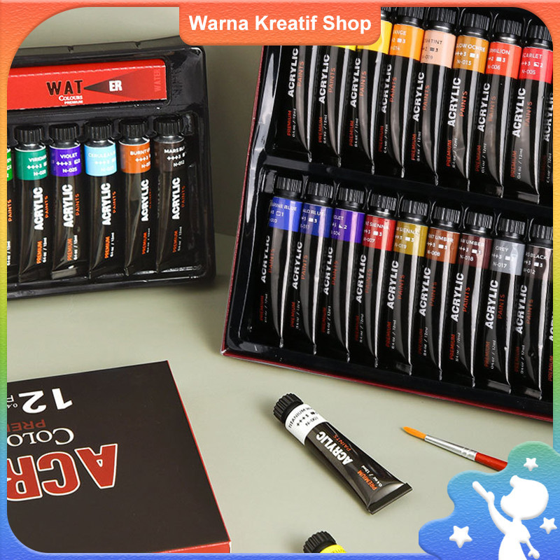 

Set 24 Warna - Cat Acrylik 12ml Tahan Air, Paket Graffiti Lukisan Seni Rekreasi