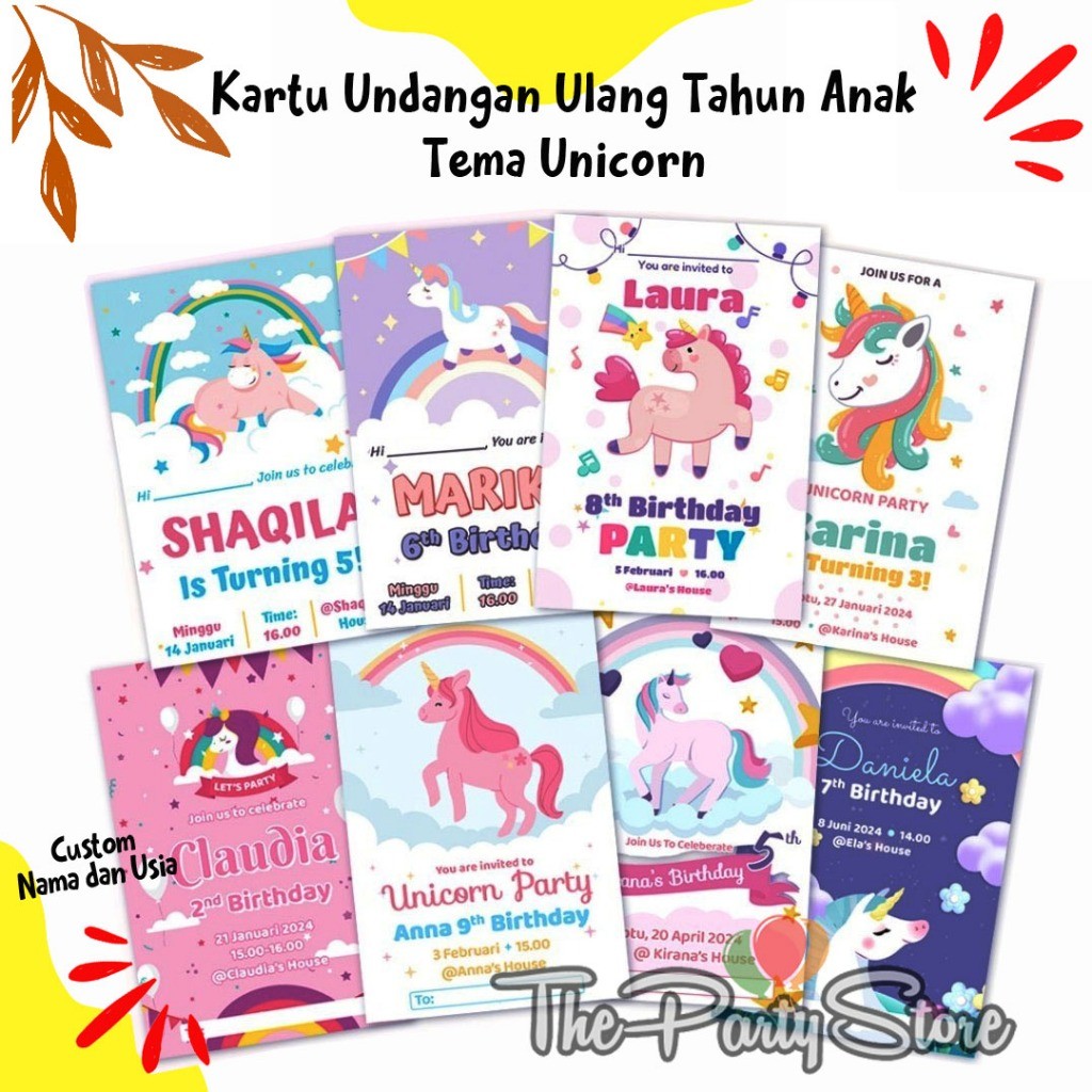 Undangan Ulang Tahun - Unicorn Custom - Birthday Invitation - Undangan Ultah Anak