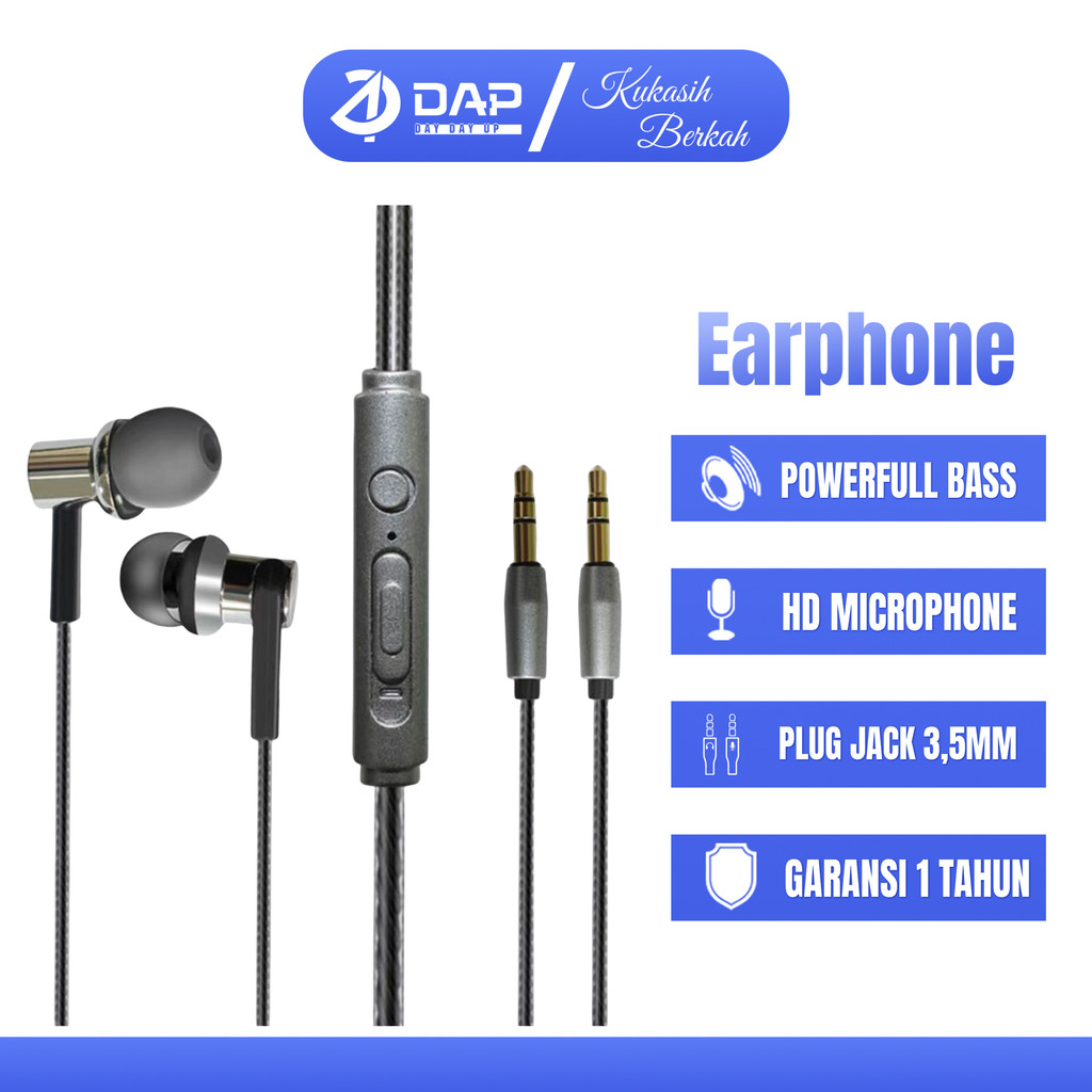 DAP Headset Wired Earphone stereo Earbuds Android Iphone DH-F20 Original 1 PCS