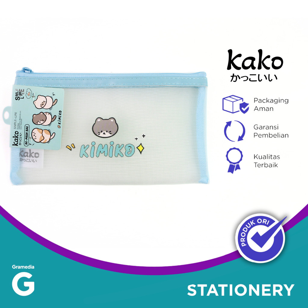 

Kako Kimiko Cat Zipper Pocket Mesh B6 Blue