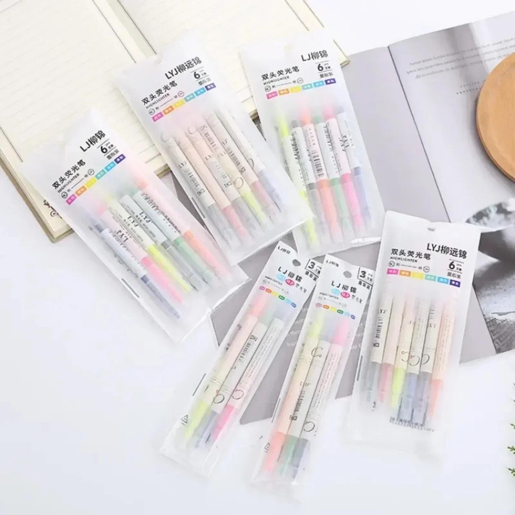 

3/6pcs Double Colored Highlighter Pen Marker Pens Fluorescent Pen Drawing Highlighters Double-headed Markers Pastel Stationery