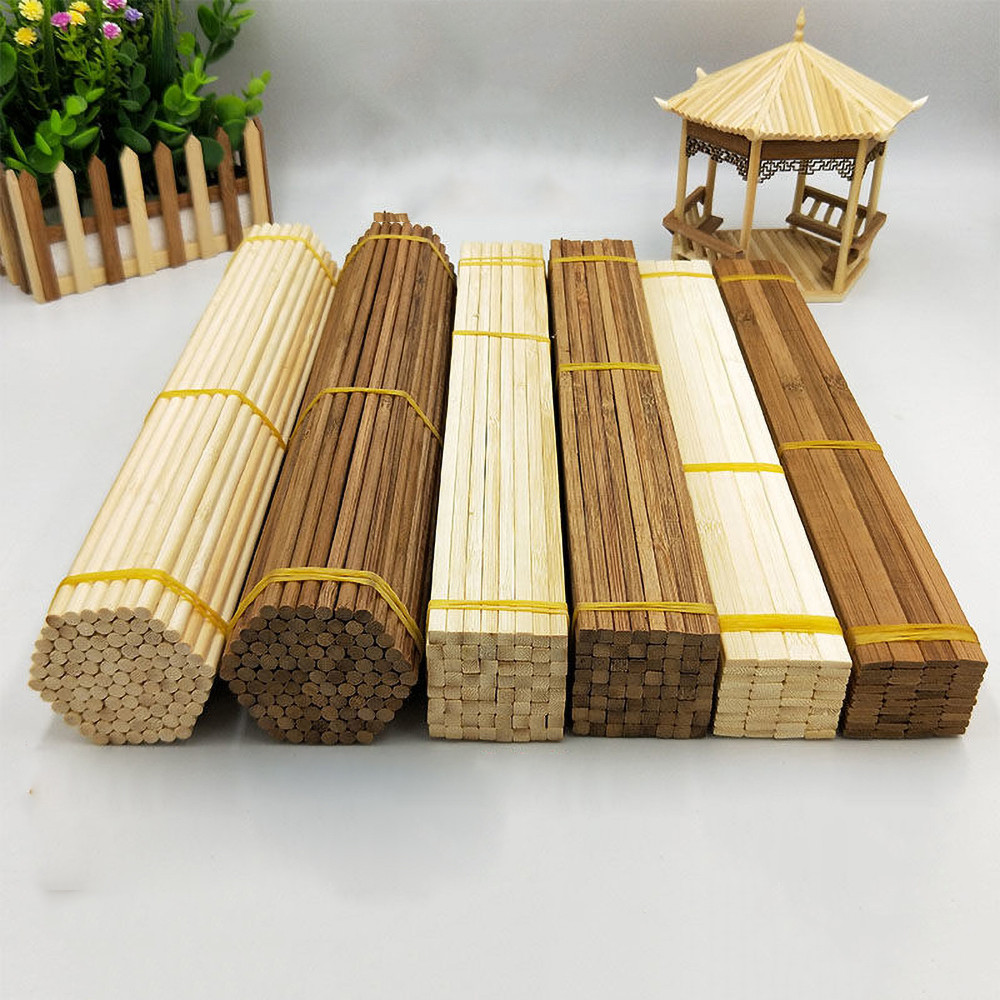 

50PCS Multi-size Round Square Bamboo Sticks DIY Handcraft Making Modeling Materials Handmade building model materials 30cm long