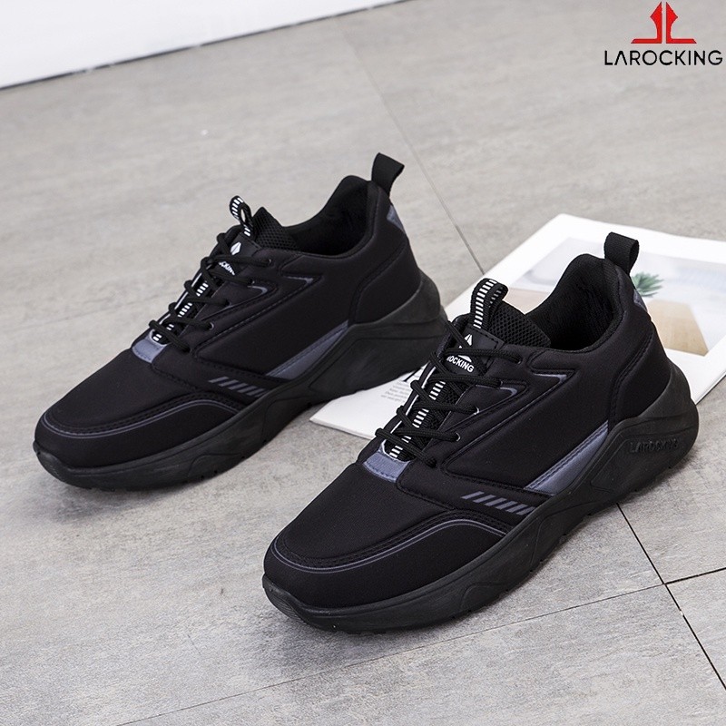 terbaru larocking - raptor hitam polos sepatu sneakers running gym shoes