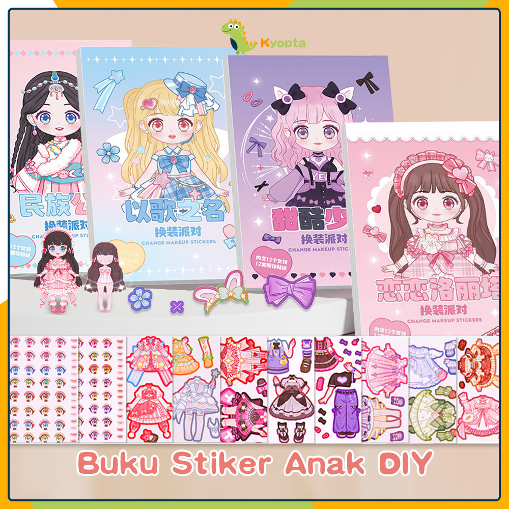 

Kyopta Buku Stiker Anak DIY Ganti Baju Stiker Ganti Muka DIY Sweet Girl Change Makeup Stickers