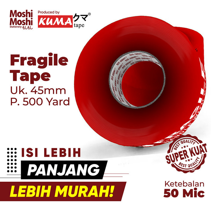 

Andma Lakban Fragile Moshi Kuma 2 inch 500 Yard Isolasi Tape Perekat Kuat