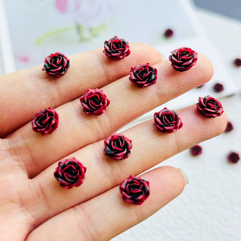 

50 Pcs New Kawaii Cartoon red Rose Flower Resin Flat Back Cartoon Scrapbook DIY Embellishments Bow Decor Accessories Crafts