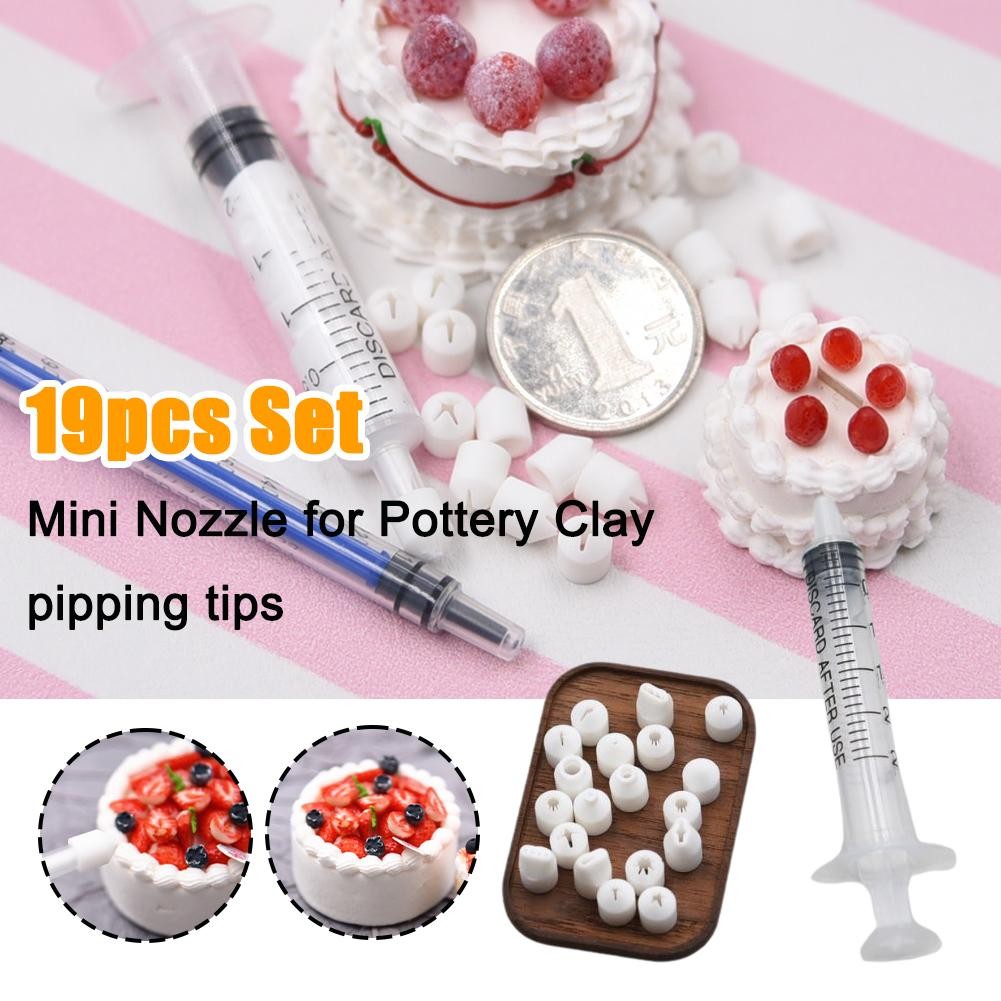 

19Pcs DIY Mini Cake Decoration Tip Cream Glue 3D Syringe Tip Soil Play Decoration Tool Food Jam Cream Cake Tip Making W4F3