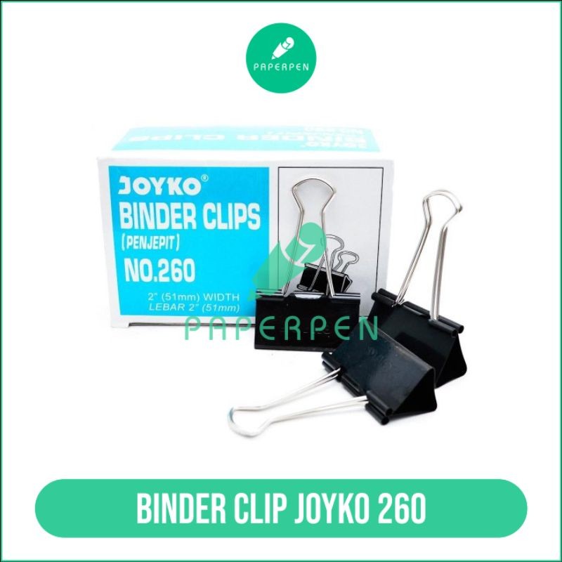 

(PRO_ATK) (Pcs) Binder Clip Joyko 260/Jepit Kertas/Clip Kertas