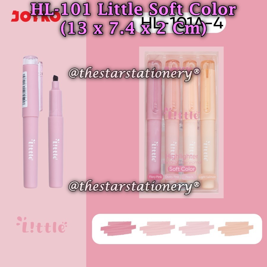

(1 Set/4 Pcs) GROSIR Highlighter Set JOYKO HL-101A-4 Little / Highlighter Joyko HL-101 Soft Color