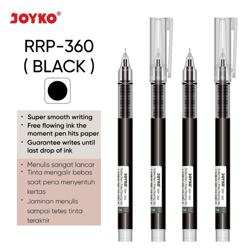 

[12 PCS] JOYKO ROLLER PEN RRP-360 BLACK
