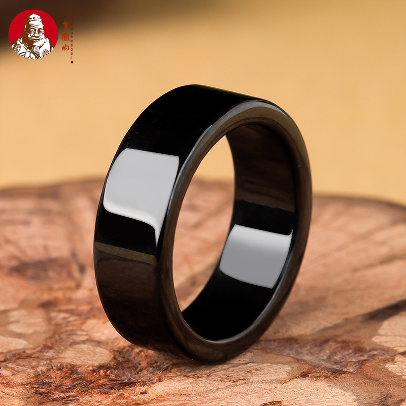 [Dengan  sertiflkat   identiflkasi] Natural Batu giok, cincin giok tinta, cincin pria dan wanita, ci