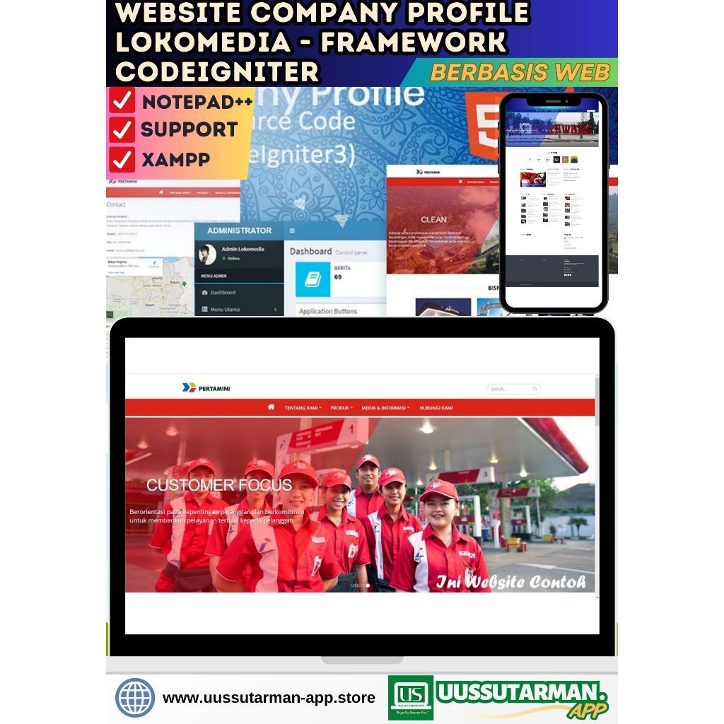 Source Code Full Website Company Profile Lokomedia Template pertamini - Framework CodeIgniter