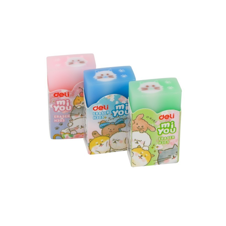 

Penghapus Pensil Deli H303 Miyou – Motif Kartun Lucu & Bersih Tanpa Debu – Ukuran 4.5 x 2 x 1.1 cm
