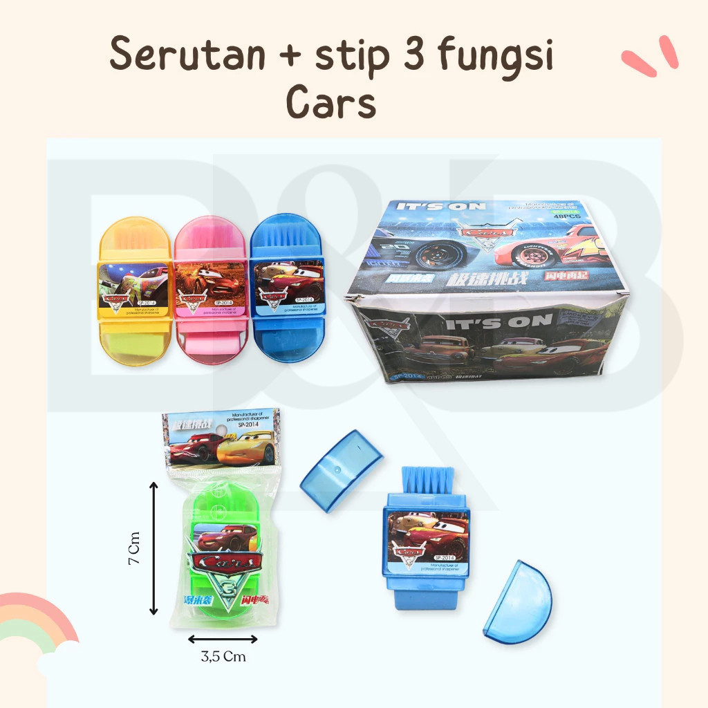

GROSIR!!! (1 Box isi 48 Pcs) 3 in1 Serutan + Penghapus + Sikat Pembersih