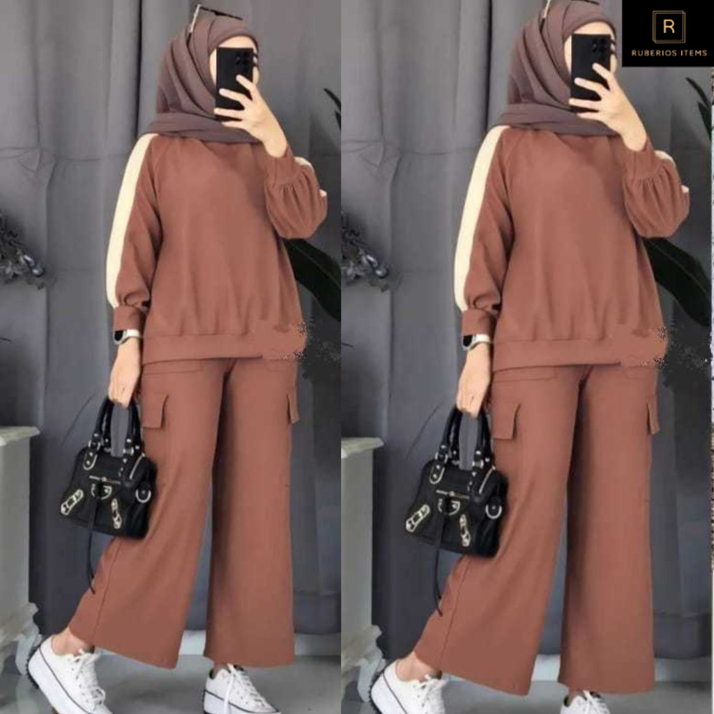 Setelan Cargo Ziza | Setelan Cargo Wanita Remaja Dewasa | Set Atasan Celana Cargo