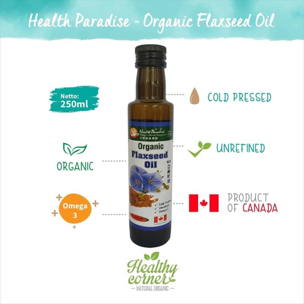Organic Flaxseed Oil 250 mL Minyak Biji Rami - Health Paradise