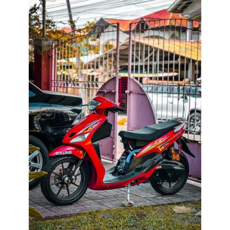 (BAYAR DI TEMPAT) striping Mio sporty 2006 merah stiker Lis ori Yamaha Mio sporty 2006 api merah str