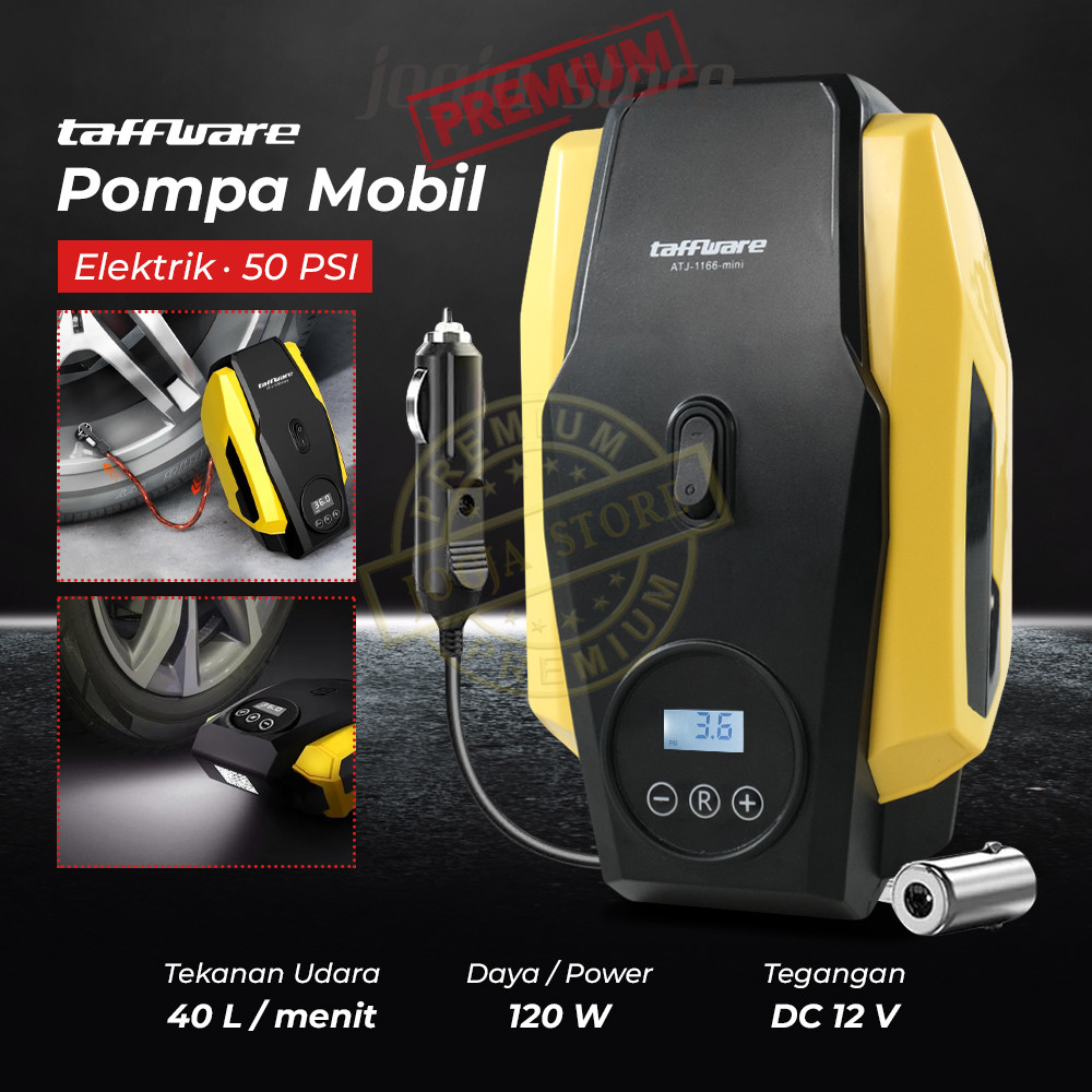 Taffware Pompa Angin Mobil Pompa Elektrik 50 PSI Portable 1166 Mini