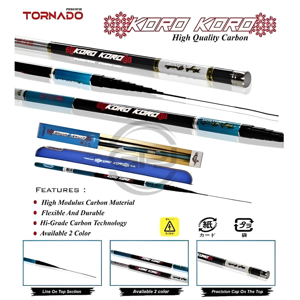 Joran Tegek Carbon Tornado Koro Koro Original Tegeg Ringan Kuat Tegak Pancing Murah Non Kolong GPJ