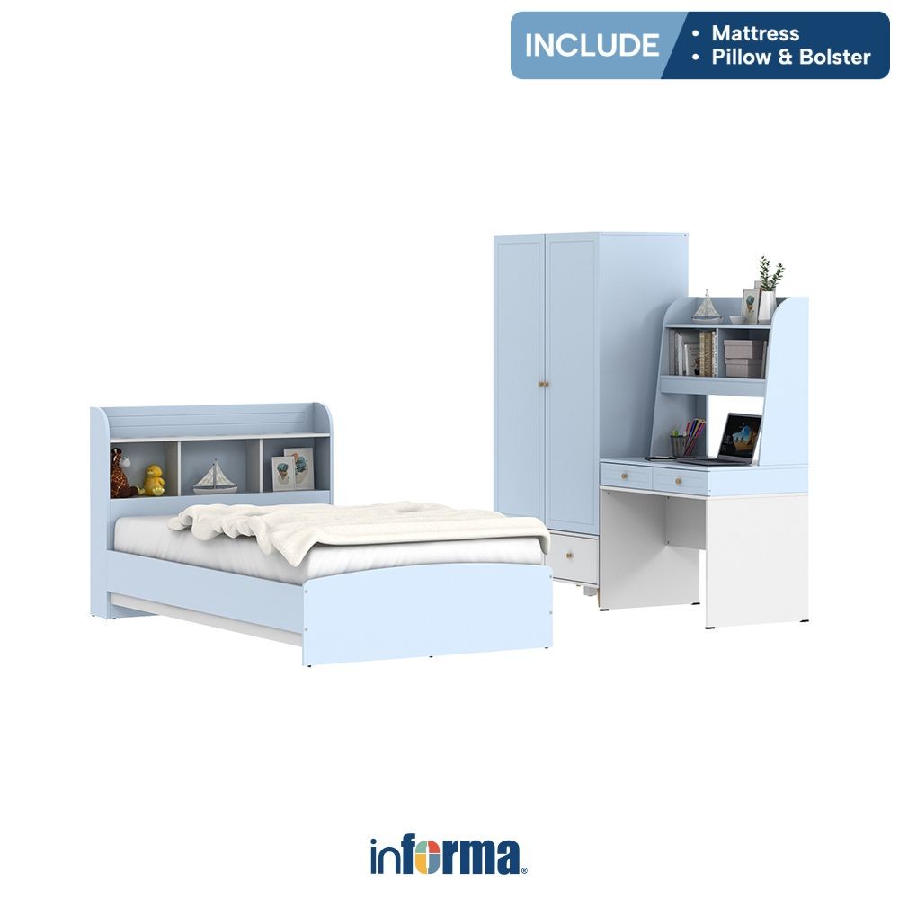 Informa 120X200 cm Presley Set Kamar Tidur Anak - Biru Set Bedroom Furniture Kamar Tidur Set Tempat 