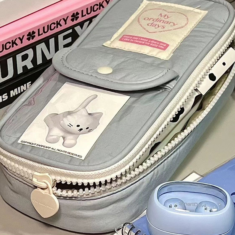 

Tempat Pensil Pencil Case Double Zipper Retro Heart Berkapasitas Besar Stationery Cosmetic Pouch Tas Pena Penyimpanan