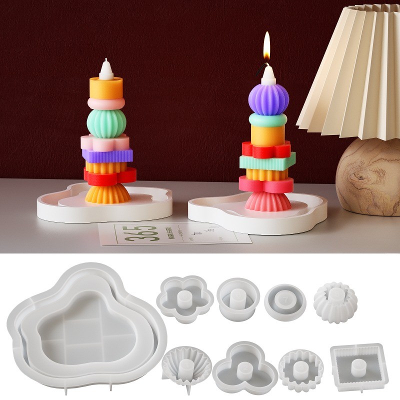 

Stackable Silicone Candle Mold Geometric Silicone Scented Candle Moulds Variety Stacking Moulds Aromatherapy Candle Mold