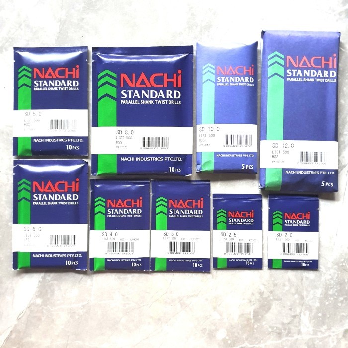 Mata bor besi NACHI 2, 2,5, 3mm - Mata bor HSS besi NACHI 2, 2,5, 3mm