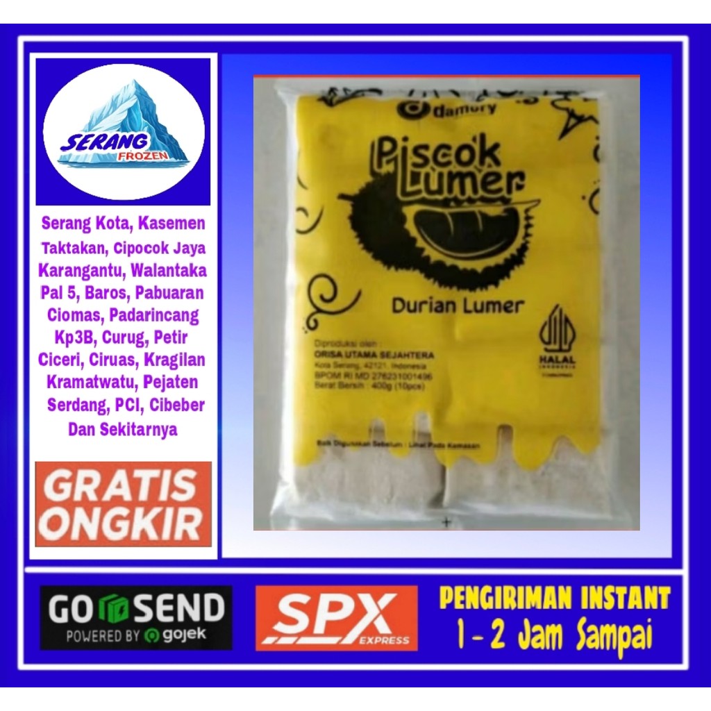 Damory Piscok Lumer Rasa Durian isi 10, Pisang Coklat Rasa Duren, Serang Frozen