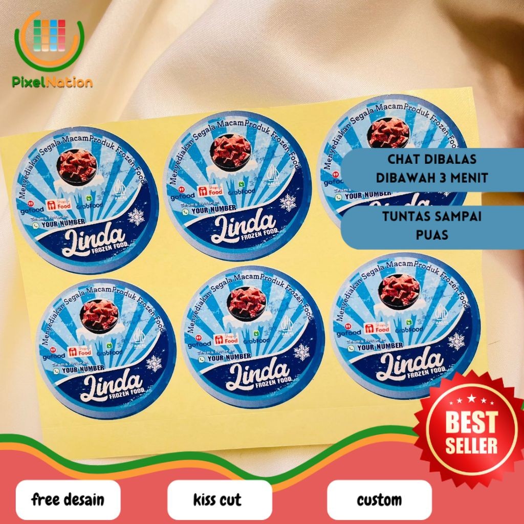 

PiNat 9-15 Sticker Cetak Label Frozen Food Makanan Beku Bulat Chromo Stiker Custom Nama Brand