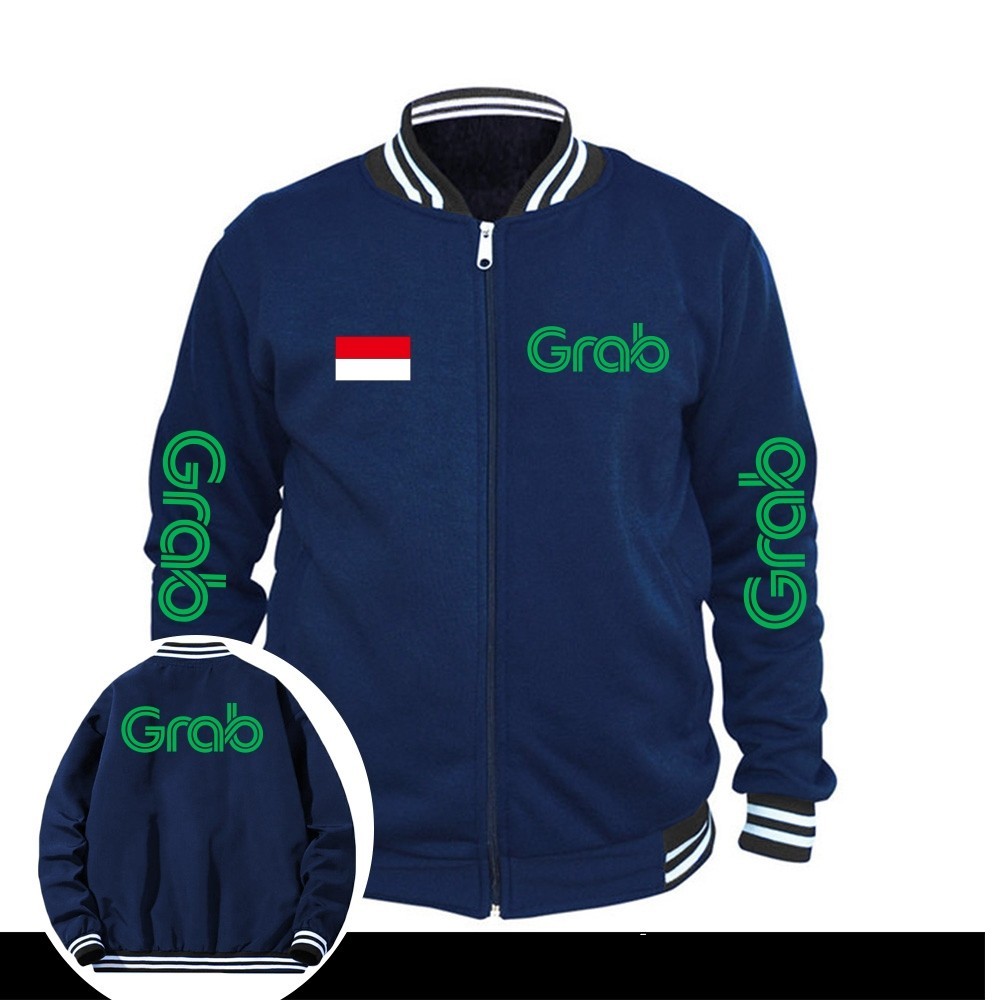 PREMIUM / JAKET GRAB BASEBALL RESLETING SIMPLE / JAKET DRIVER GRAB FREE SABLON NAMA /JAKET KATUN DRI