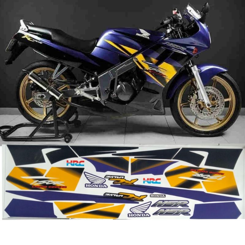 Stiker striping Honda NSR R150 1997 Ungu kuning laminasi glosy