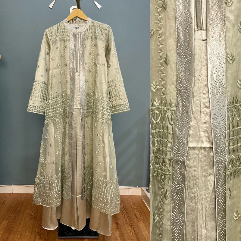 BAHAN PREMIUM / Nadira Dress Busui Bahan Organza Bordir Dengan Detai Payet Mote Gamis Pesta Baju Kon