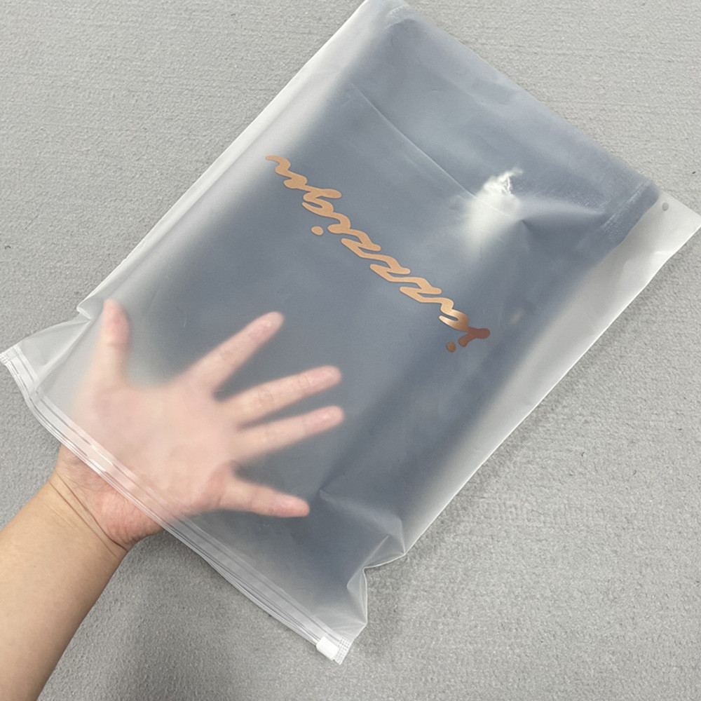 

50pcs matte transparent zipper bag shirt packaging bag company product shipping packaging bag custom print your own logo