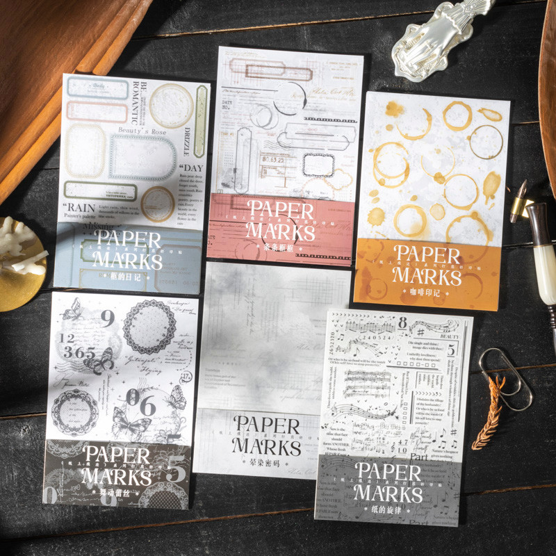 

2 pcs/pack Traces on paper PVC Stickers Junk Journaling Accessories DIY Scrapbooking Label Sticker School stationery supplies